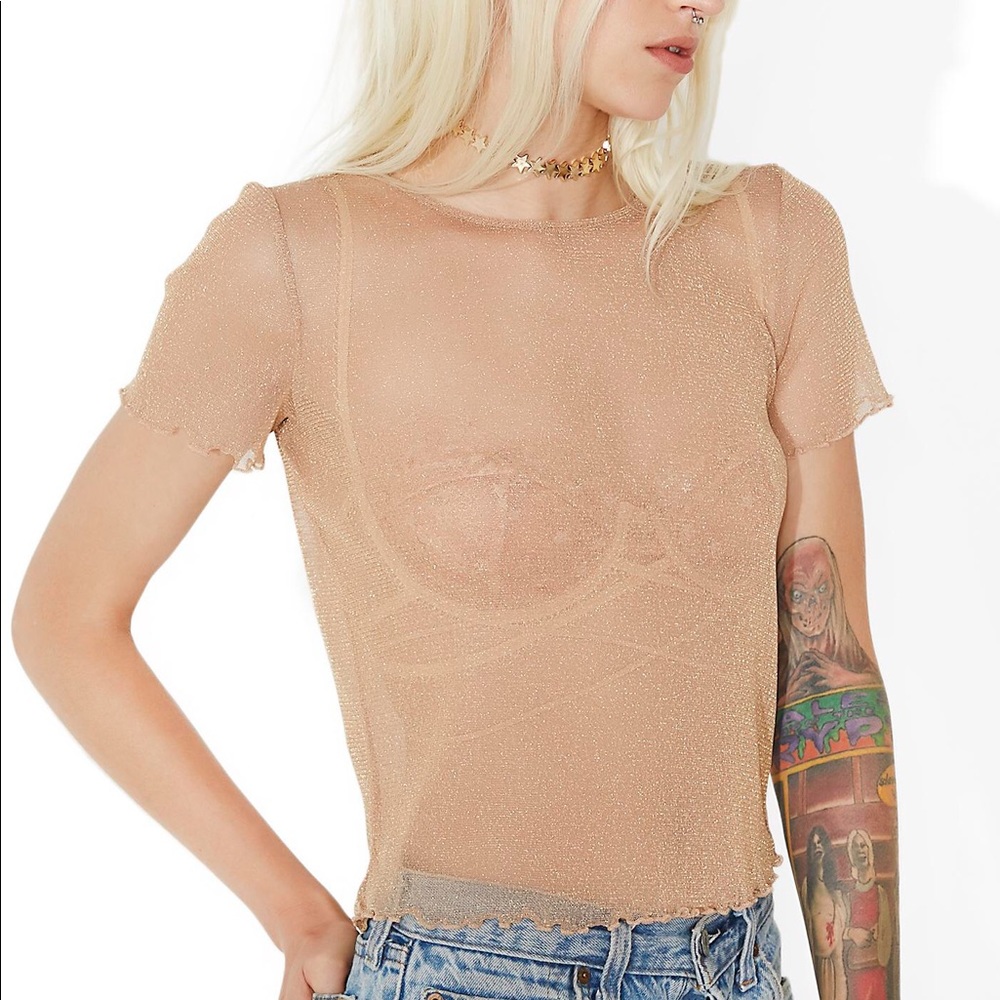 For Love & Lemons Sparkle mesh crop